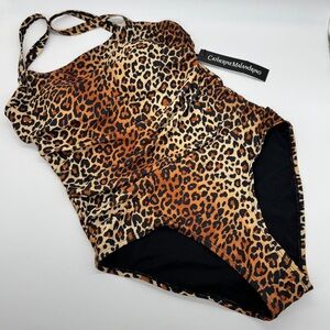 Brand New One Piece Swimsuit Catherine Malandrino Leopard Print Bathing Suit
